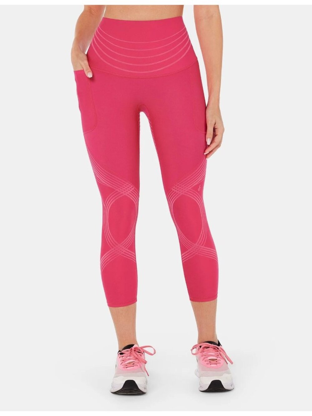 Fanka Body Sculpt Side Pocket 7/8 Leggings 2.0 Pink Reversible Wear Size 10